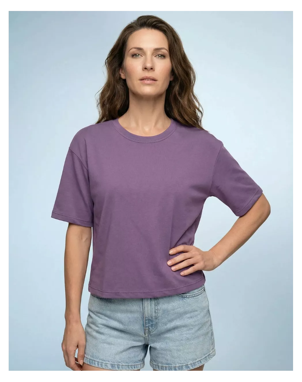 T shirt Oversize femme Orange coton violet - Image 5