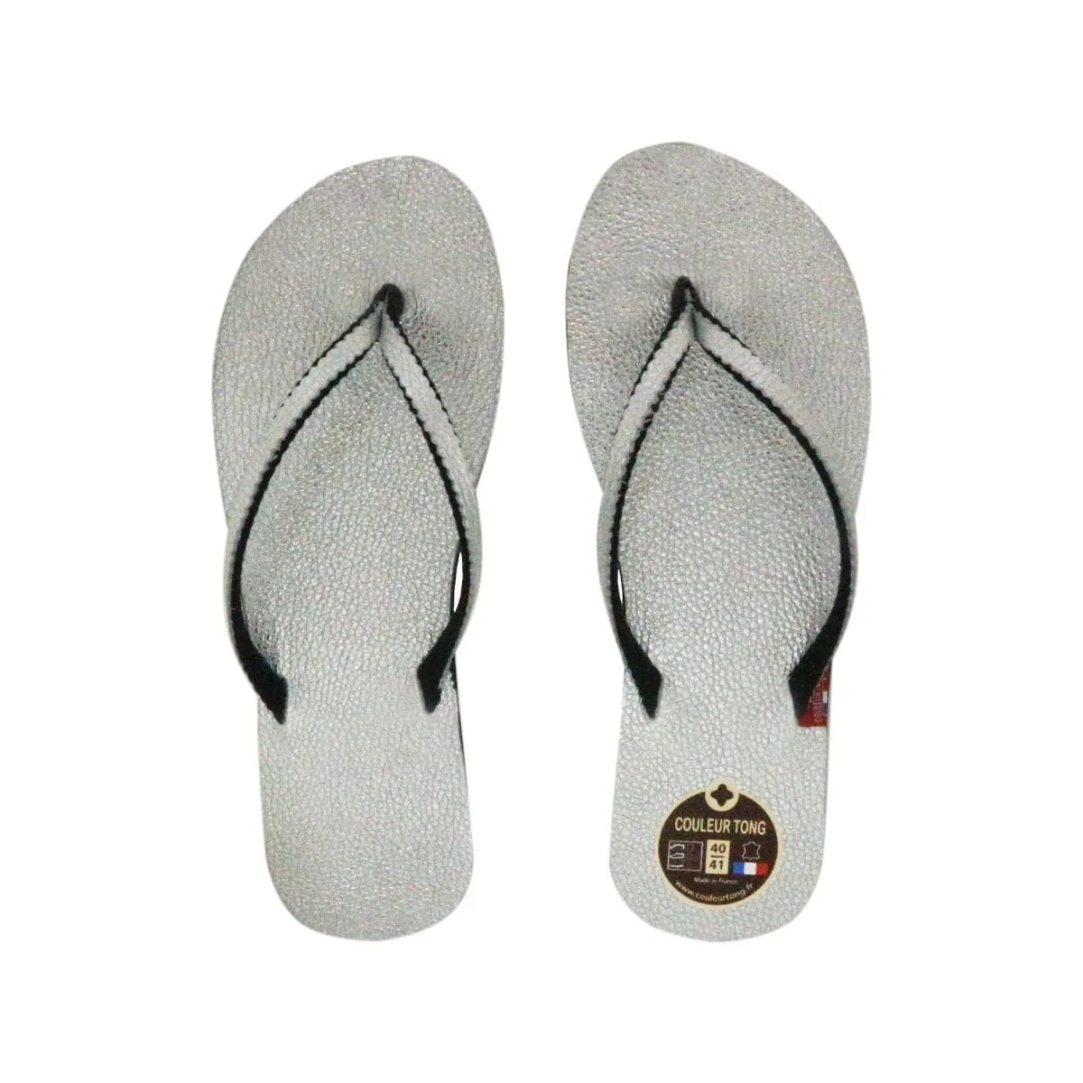 Tong argenté en cuir - Image 5