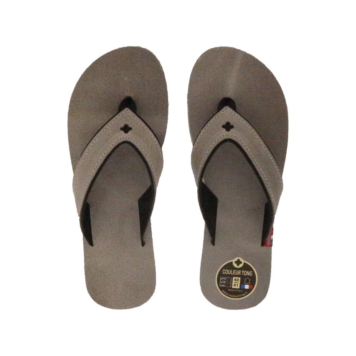 Tong en cuir taupe homme - Image 3